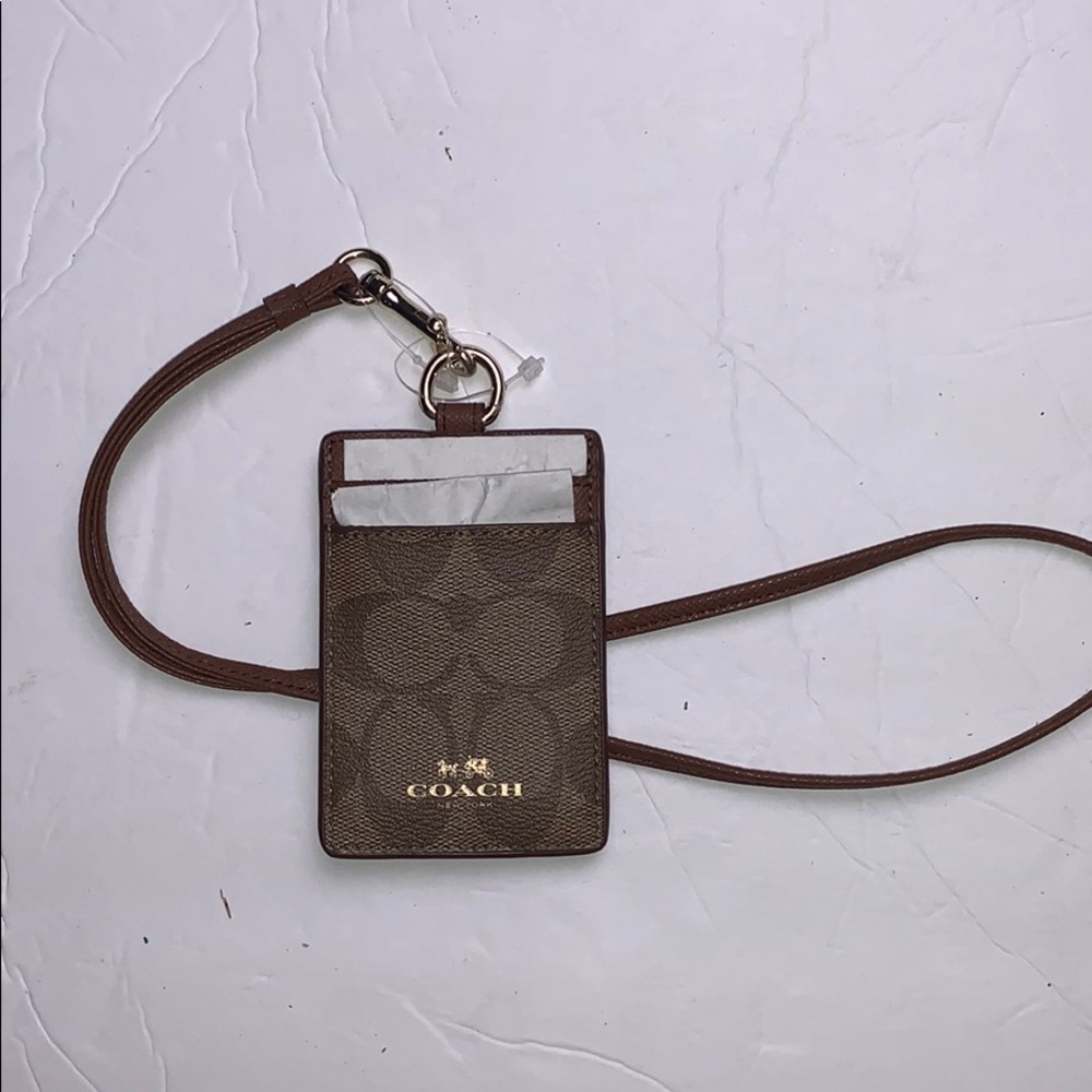 Tan and Gold Coach Lanyard